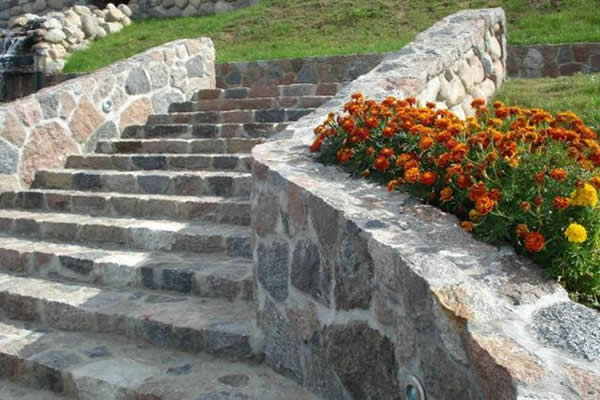 Stone offcuts used for staircase