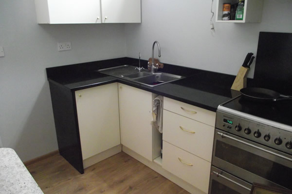 Small kitchen worktop made from offcuts