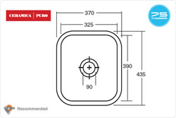 ETROUNO 325U C Ceramic Sink - Undermount ceramic bowl