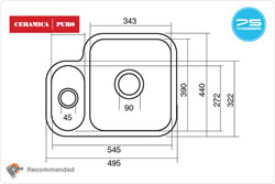 ETRODUO 343/136U C Sink - Undermount ceramic bowl