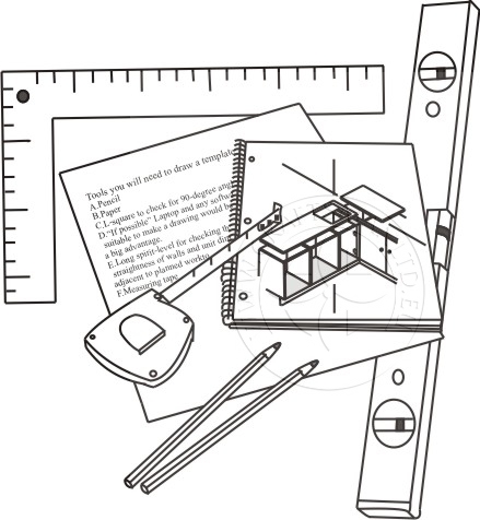 Tools required to draw a worktop template