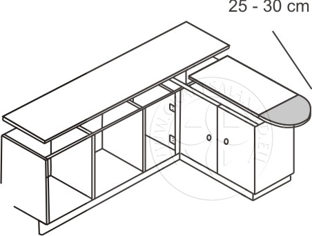 unsupported granite worktop overhang up to 25 - 30 cm